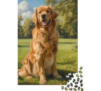 Golden Retriever 1000 Pieces Wooden Puzzles for Adults Jigsaw Puzzles Educational Game Challenge Toy 1000pcs (75x50cm)