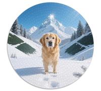 Golden Retriever 1000pc Round Puzzle Highlighting Pet Dog, A Joy to Assemble, Perfect for Relaxing in The Sunroom 1000pcs (67.5x67.5cm)