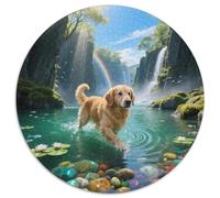 Golden Retriever 1000pc Round Puzzle Highlighting Pet Dog, A Joy to Assemble, Perfect for Relaxing in The Sunroom 1000pcs (67.5x67.5cm)