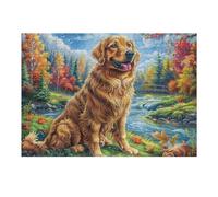 Golden Retriever 300 Piece Jigsaw Puzzle for Adults Teens Cute Pet Post Work Wind Down Mind Calming Whimsical Design for Friends 300 PCS