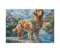 Golden Retriever 300 Piece Jigsaw Puzzle Pack Cute Pet Teens Beginners Cognitive Development Puzzle Fans Group Play Anniversary Premium Cardboard 300 PCS