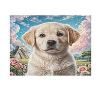 Golden Retriever 500 Pc DIY Jigsaw Puzzle Cute Pet Animals Puzzles for Adults Teens Hard Challenging Team Building Stress Reducing Autumn Premium Quality Material 500 PCS