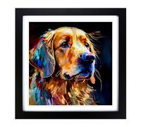 Golden Retriever Abstract Expressionism Framed Print 18x18 Inch Black