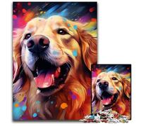 Golden Retriever Adult Jigsaw Puzzles 1000 Pieces Puzzles for Adults Perfect for Halloween, Christmas, Birthday Gift 26X38CM/10.23x14.96inch