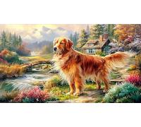 Golden-Retriever Adult Jigsaws 1000 Pieces Puzzle Game Fun Present & Activity for Home for Adults and Kids Age 12 Years Up Educational Games 70x50/1000pcs