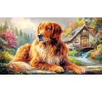 Golden-Retriever Adult Jigsaws Puzzle 1000 Piece Educational Games Fun Present & Activity for Home Challenging Puzzles for Relaxation, Creativity & Gift Giving 38x52/1000pcs