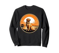 Golden Retriever Against A Vintage Sunset Sweatshirt
