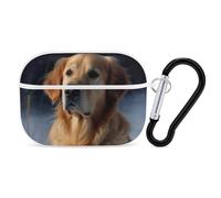 Golden Retriever AirPods Pro 2 Case Cover, Shockproof Hard Shell Protective Case for Women Men, Compatible with Airpod Pro Case 2nd/1st Generation with Keychain-White