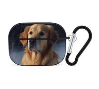 Golden Retriever AirPods Pro 2 Case Cover, Shockproof Hard Shell Protective Case for Women Men, Compatible with Airpod Pro Case 2nd/1st Generation with Keychain-Black
