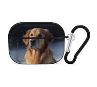 Golden Retriever AirPods Pro Case Cover with Keychain Ring PC Hard Shell Protective Case for AirPods Pro 2nd for Women Men Generation Easy Open Full Drop Protection Cover Black-Style