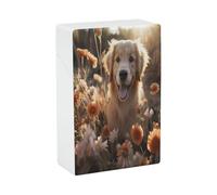 Golden Retriever and Flowers Cigarette Case Stylish Lightweight Pocket Holder Case for Smoke Waterproof Cigarette Dispenser Cigarettes Accessories for Outdoor Camping Hiking