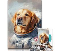 Golden Retriever Astronaut Jigsaw Puzzles for Teenagers 1000 Piece Puzzle,Educational Games Wall Decoration Unique Birthday And Xmas Gifts (38x26cm)