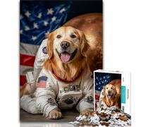 Golden Retriever Astronaut Jigsaws Puzzles 1000 Pieces for Adults Gifts,Challenging Game And Family Play Wall Decoration Unique Birthday And Xmas Gifts 50x75cm