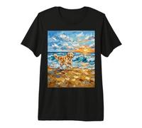 Golden Retriever at The Beach Coastal Seaside Dog Premium T-Shirt