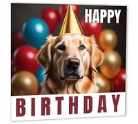 Golden Retriever Birthday Cards 147 x 147mm Cute Happy Birthday Card