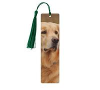 Golden Retriever Bookmark Ornament, Wooden Bookmarks with Tassel, Book Mark for Book Lovers Page Markers Reading Gifts for Women Men Handmade Wood Bookmark Tag Label
