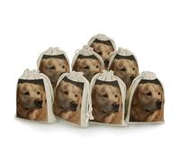Golden Retriever Bunches Pocket Cotton And Hemp with Drawstring 8 Pieces Reusable Gift Bags Jewelry Pouch for Wedding DIY Craft Party (4.9 X 6.7 Inch)