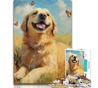Golden Retriever Butterfly Puzzles for Teenagers Teens 1000pc Puzzle,Educational Games Home Decoration Deal As Gifts for The Whole Family (50x75cm)