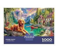 Golden Retriever by Water 1000pc Jigsaw Puzzle Bundle Nature Pet Puzzle for Adults Extra-Thick Cardboard Stress Relief Travel Adults Kids Age 12 Years Up Brain Training 38x26cm/1000pcs