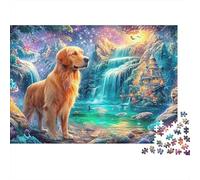 Golden Retriever by Waterfall Castle 1000-Piece Jigsaw Puzzle Cute Dog Educational Toy for Kids Age 12+ & Adults 38x26cm/1000pcs