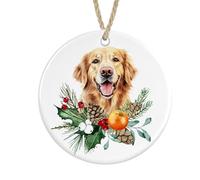 Golden Retriever Ceramic Ornament, Christmas Tree Bauble Decoration (No text)