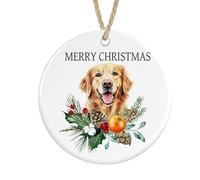Golden Retriever Ceramic Ornament Merry Christmas, Christmas Tree Bauble Decoration