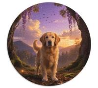 Golden Retriever Challenging 1000-Piece Circular Puzzle with Pet Dog, Great for Rainy Days, Ideal for Puzzle Lovers of All Ages 1000pcs (67.5x67.5cm)