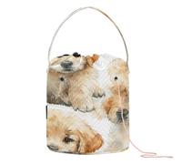 Golden Retriever Cluster Watercolor Crochet Tote Bag Yarn Project Bag with Holes Needle Storage for Crochet Tool Knitting Storage