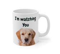 Golden Retriever Coffee Mug, Funny Dog Design 'I'm Watching You'