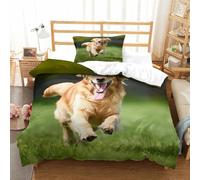 Golden Retriever Comforter Covers for Boys Girls Quilt Cover Duvet Cover 3D Printed Bedding Set Soft Microfiber with Zipper Closure with Pillow Cases 2 Pieces Single(135x200cm)