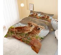 Golden Retriever Coverless Duvet Single 7.5 Tog, Pets Soft Hypoallergenic Quilt for Kids Boys Girls, Animals Lightweight Comforter Set for All Seasons, Easy Care Bedding Single Bed Size Q&292