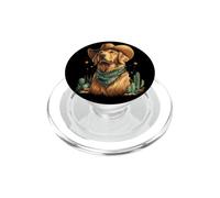 Golden Retriever Cowboy Dog Western Goldie Golden Cowboy Hat PopSockets PopGrip for MagSafe