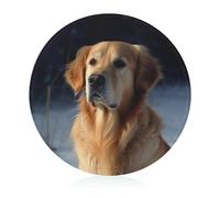 Golden Retriever Cutting Board for Kitchen Mini Cheese Chopping Board Round Tempered Glass Chopping Block for Picnic Cutting Pizza Meat Fruit(7.9 Inch)