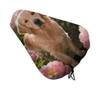 Golden Retriever & Daisy Bike Seat Cushion Waterproof Bicycle Seat Cover with Drawstring Comfort Dustproof Rain Proof Protection Bike Seat for Outdoor Most Bicycles Mountain Road Bikes