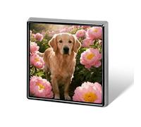 Golden Retriever & Daisy Lapel Pin Brooches Square Fashion Brooch Pin Cute Button Badges Alloy Button Pins Enamel Pins Metal Pinback for Hat Shirt Clothing Bags