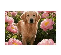 Golden Retriever & Daisy Placemats 30x45cm Linen Heat Resistant Placemats Waterproof Table Place Mats Washable Wipeable Outdoor Placemat for Kitchen Dining Room Table Decorations