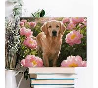 Golden Retriever & Daisy Wall Decor For Living Room Large Canvas Wall Art For Bedroom Modern Office Pictures Wall Artwork Landscape Paintings Canvas Art Prints Home Decorations 16x12inch(40x30cm)