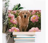 Golden Retriever & Daisy Wall Decor For Living Room Large Canvas Wall Art For Bedroom Modern Office Pictures Wall Artwork Landscape Paintings Canvas Art Prints Home Decorations 24x16inch(60x40cm)