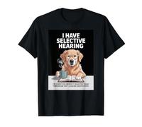 Golden Retriever Decor Selective Hearing Golden Retriever Value Graphic T-Shirt, Men, Black, S