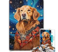 Golden Retriever Dog 12 Wooden Adult Puzzle 1000 Pieces | Section-by-section building - less screen time at home during indoor leisure.