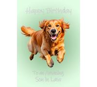 Golden Retriever Dog Art Birthday Card For Son in Law
