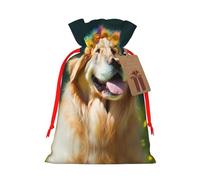 Golden Retriever Dog Christmas Drawstring Sack Gift Bag, Lightweight And Cute In Design