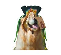 Golden Retriever Dog Christmas Drawstring Sack Gift Bag, Lightweight And Cute In Design