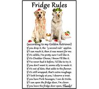 Golden Retriever Dog Gift - Fridge Rules - Large Fun flexible Fridge Magnet- size 16cms x 10 cms (approx. 6" x4")