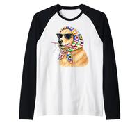 Golden Retriever Dog Granny Square Crochet Yarn Crocheting Raglan Baseball Tee