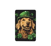 Golden Retriever Dog Green Hat Car Air Fresheners 4 Pcs Hanging Scented Cards Fragrance Scented Cards For Car Aromatherapy Tablets