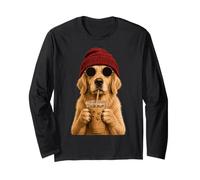 Golden Retriever Dog Hipster Iced Coffee Funny Goldie Long Sleeve T-Shirt