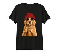 Golden Retriever Dog Hipster Iced Coffee Funny Goldie Premium T-Shirt