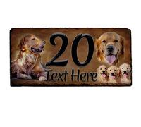 Golden Retriever Dog House Number Slate Name Gate Sign Plaque Door Personalised DSL30