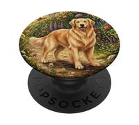 Golden Retriever Dog in Wildflower Meadow PopSockets Adhesive PopGrip
